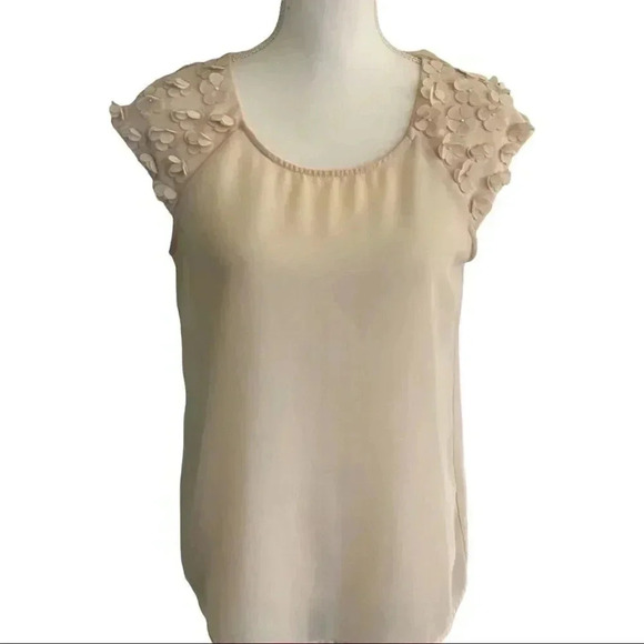 Forever 21 size M beige blouse with embellished sleeves GUC - Picture 1 of 7